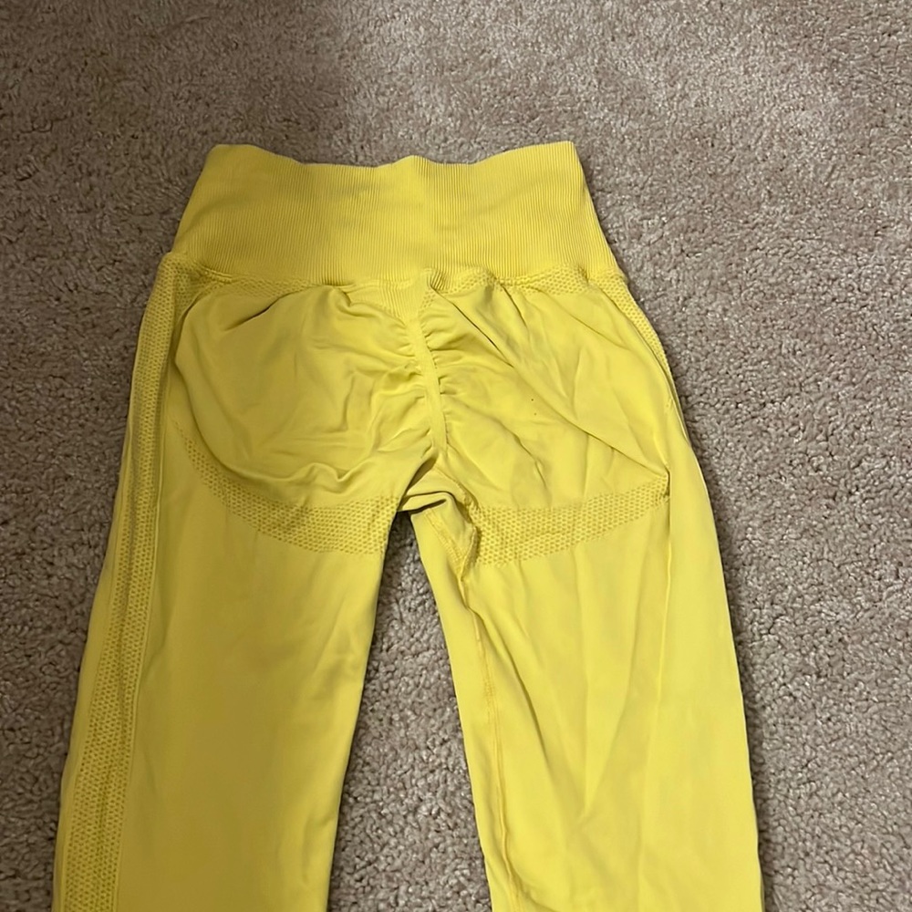 Neon yellow high waisted workout pants